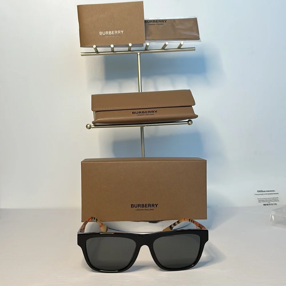 Burberry BE4293 380687 Sunglasses Men's Top Black-Vintage Check/Grey 56-17-145